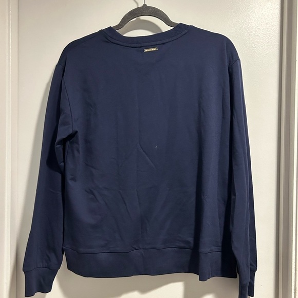 NWT Women Michael Kors Logo Navy Blue Cotton Blend Sweater, Size M - Picture 5 of 6